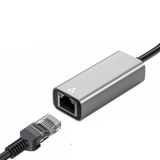 Network adapter with Ethernet cable on a white background, highlighting light speed transmission and speed up to 2500M.