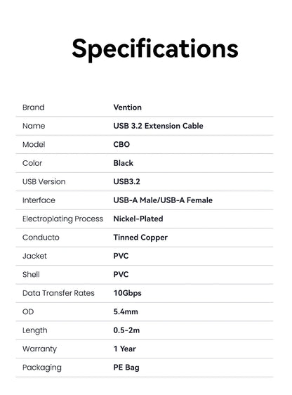Male to Female USB extender Cable