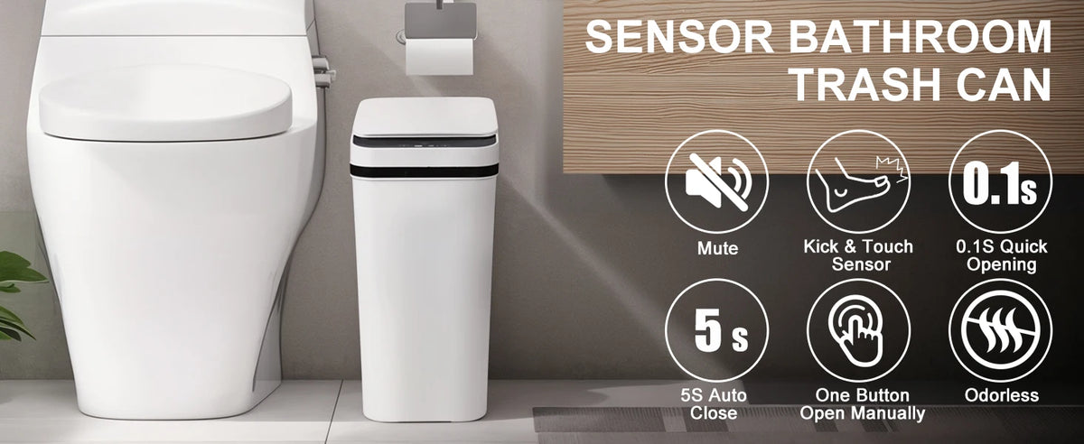 2 Pack 12L Bathroom Automatic Trash
