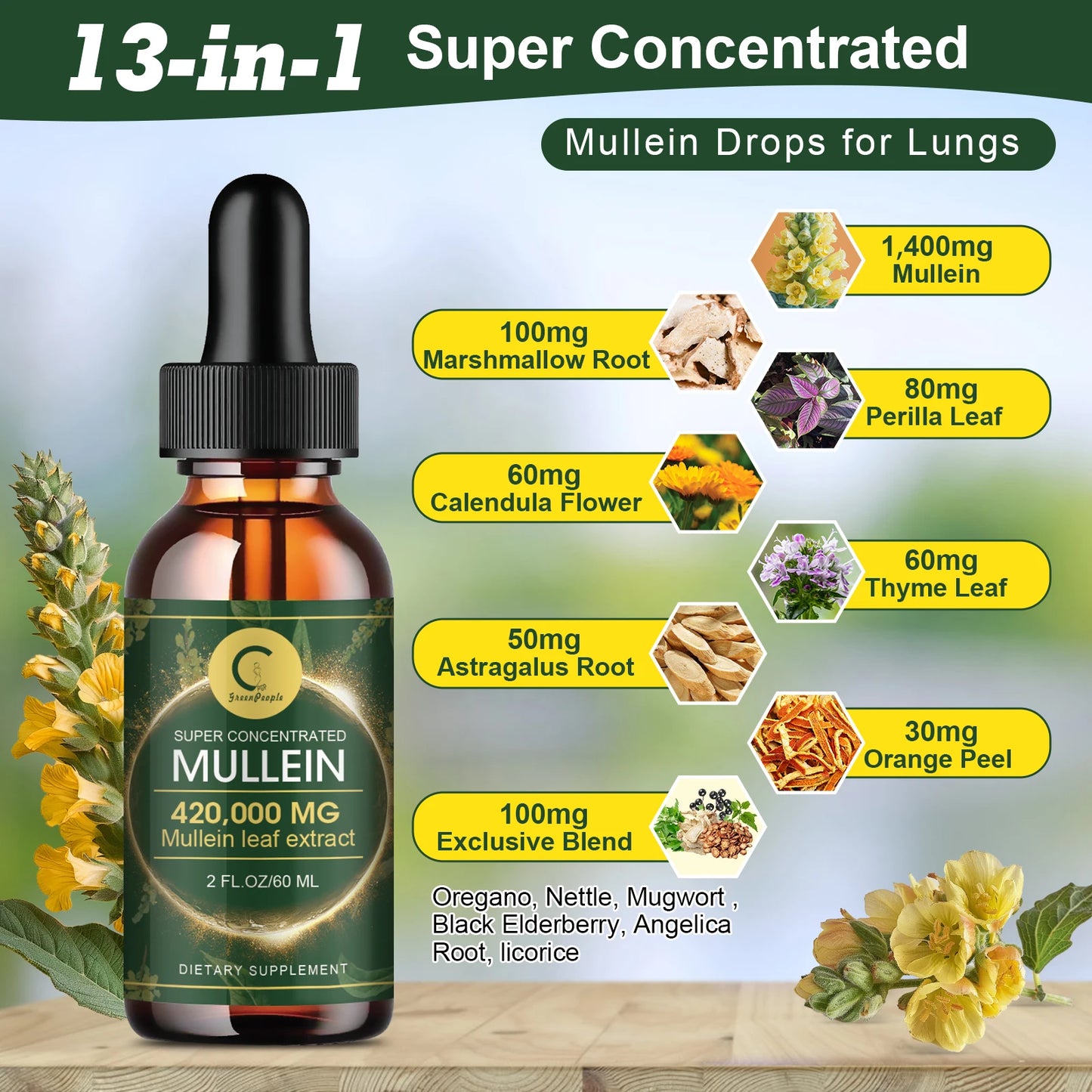 60ML Mullein Drops for Lungs