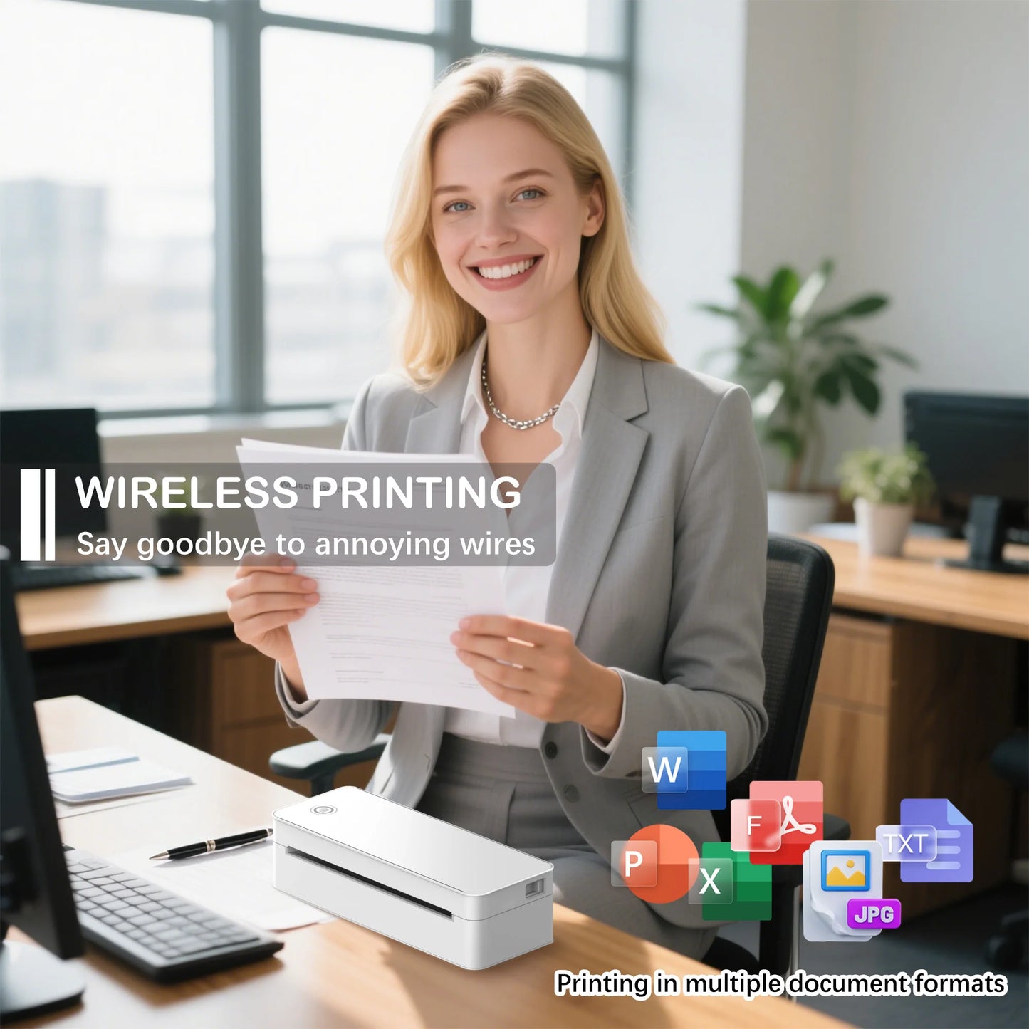 A4 Thermal Printer with Paper Tray