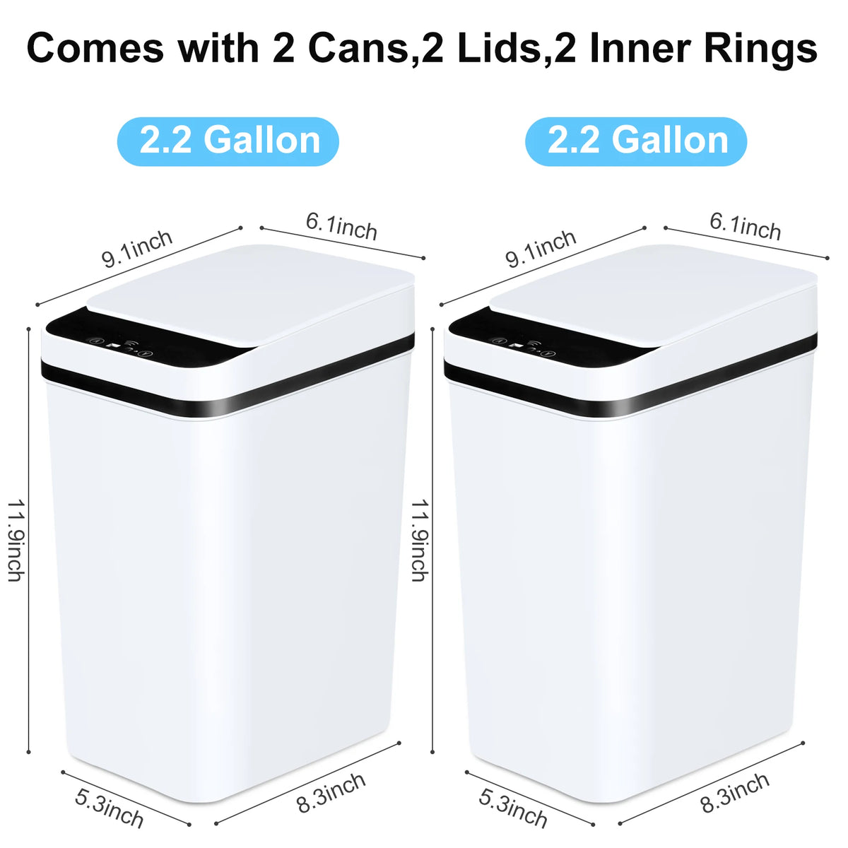 2 Pack 12L Bathroom Automatic Trash